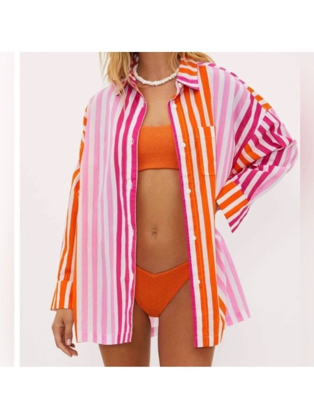 Beach Riot Alexa Sunset‎ Stripe Tunic Shirt Cover Up Cabana Beach Petite Large
